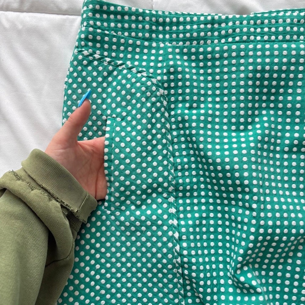 Laundry‎ by Shelli Segal Green Polka Dot Mini Skirt A-Line Pockets Womens 10 - Picture 3 of 9